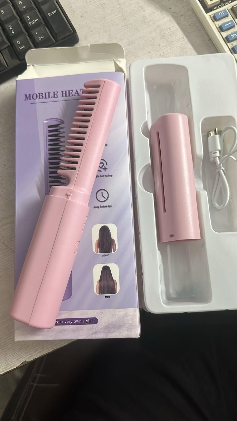Mini Cordless Hair Straightener Comb | Quick Styling Anytime, Anywhere
