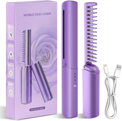 Mini Cordless Hair Straightener Comb | Quick Styling Anytime, Anywhere